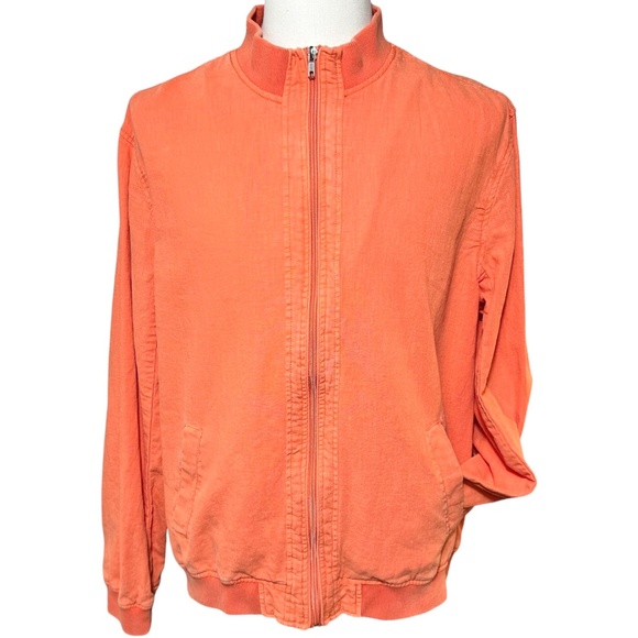 Alan Flusser Other - Alan Flusser Orange Linen Blend Bomber Jacket, Lightweight, Size L